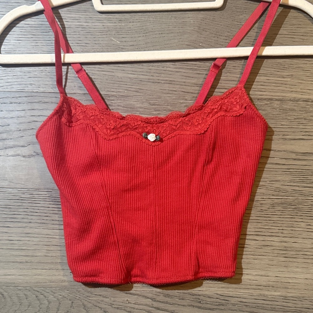 Target Red Lace Cami Top